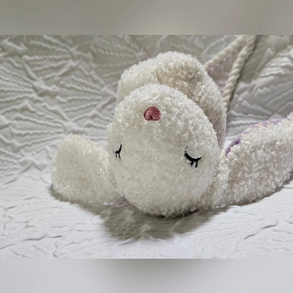 H&M Kids Fluffy Sherpa Bunny Crossbody Purse Floral Lining- Novelty Bag